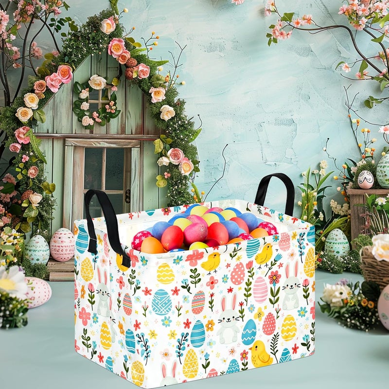 KUNRO Easter Basket Gift Storage Basket Rectangle Storage Organizer for Nursery Hamper Home Bedroom Laundry Hamper Shelf Baskets. - Image 5